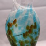 Spotted Amber on Aqua & White Vase
