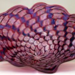 Purple, White & Cranberry Fluted Bowl
